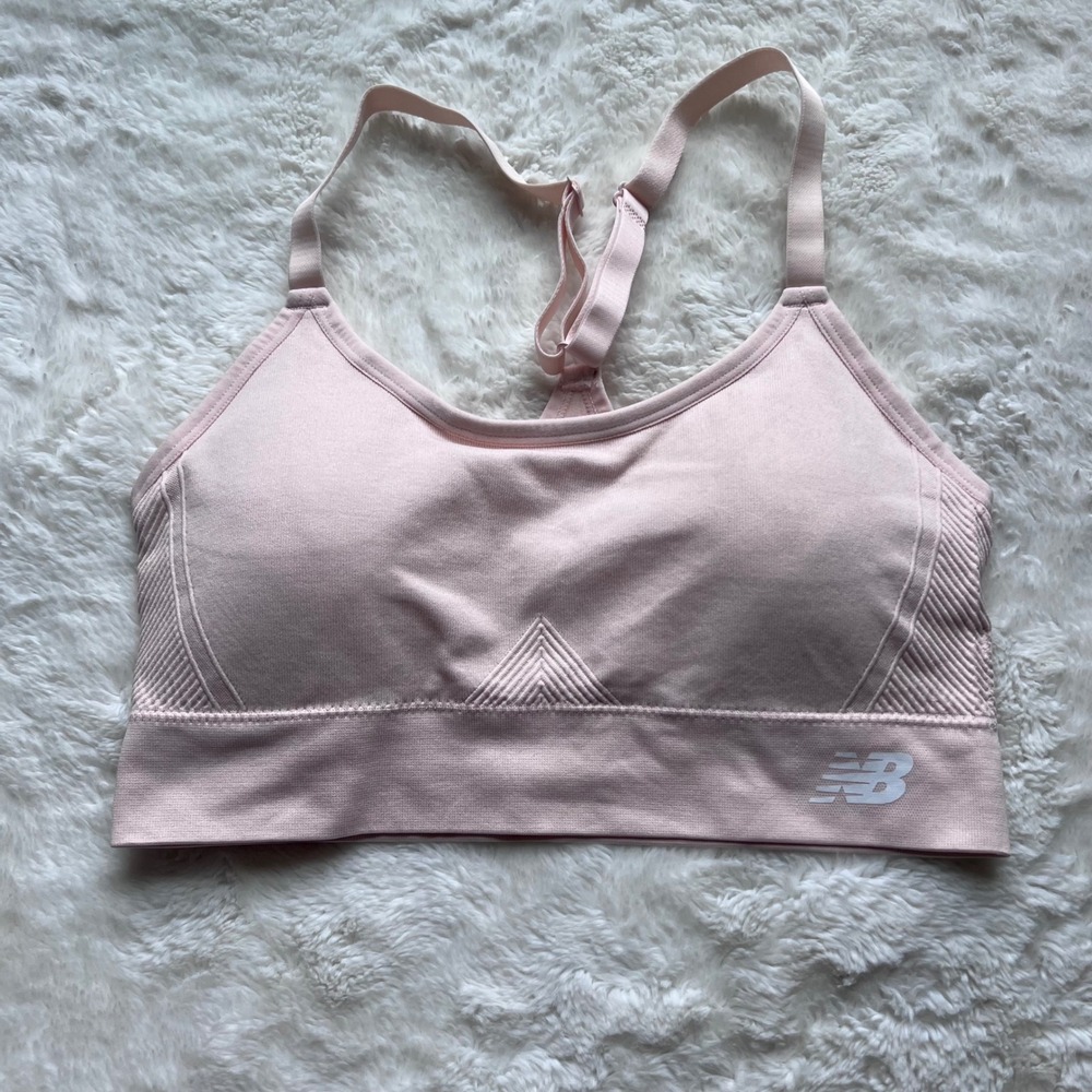 New Balance Womens Pink Seamless Adjustable Racerback Sports Bra Size Large NWOT